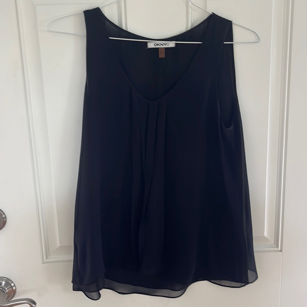 Black DKNY shell with draping
